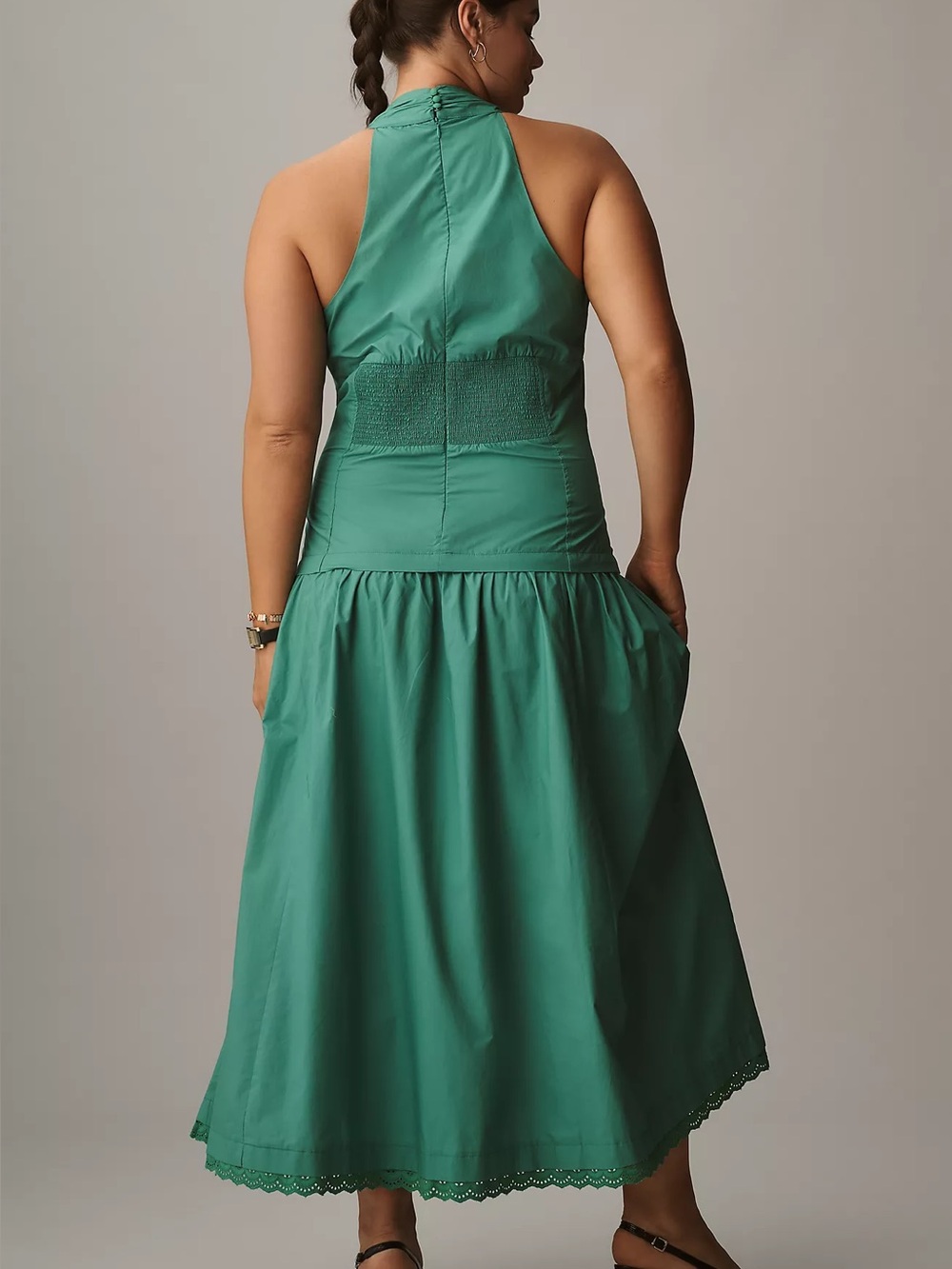 Anthropologie Maeve Halter V-Neck Drop-Waist Midi Dress - Picture 6 of 7